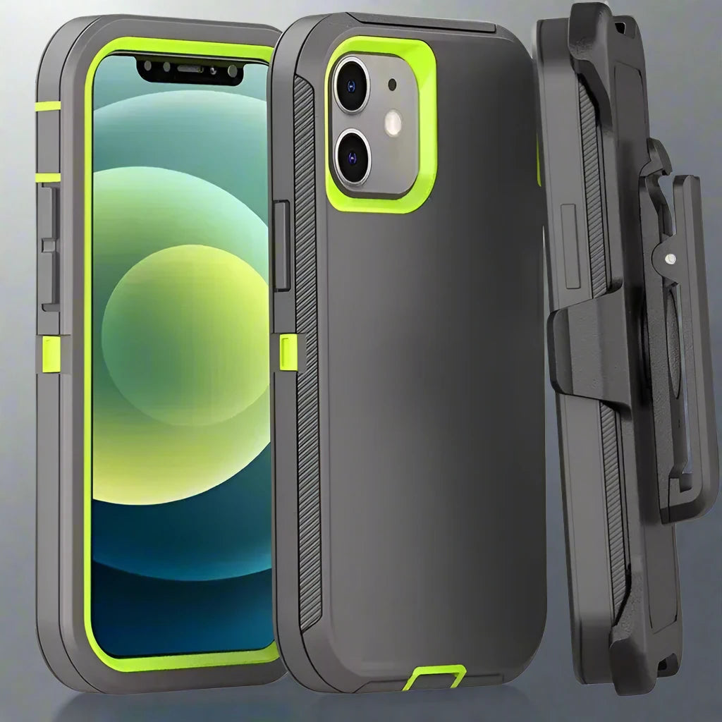 3 in 1 Heavy Duty Defender Armor Case for iPhone 16 15 14 13 12 11 Pro Max XR XS Max Shockproof Rugged Case with Back Belt Clip Pinnacle Luxuries