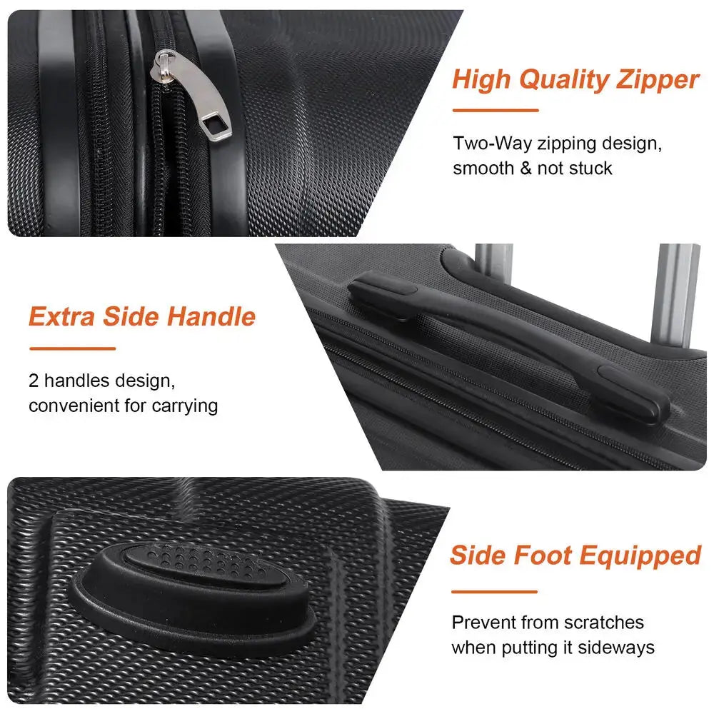 3PCS Suitcases Carry-On Set Hardside Expandable Spinner Travel Stylish Luggage Pinnacle Luxuries