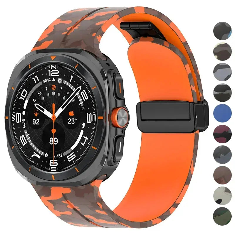 Camouflage Band for Samsung Galaxy Watch Ultra 47mm Silicone Magnetic Bracelet for Galaxy Watch 7 Ultra Replacement Watchband Pinnacle Luxuries