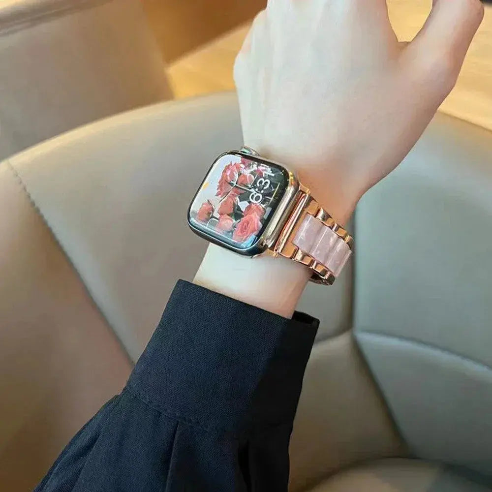 Cute Stainless Steel+resin Strap for Apple Watch Band 10 42mm 46mm 9 8 7 41mm 45mm Women Bracelet for IWatch 6 5 4 se 40mm 44mm Pinnacle Luxuries