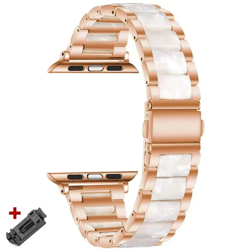 EleganceFit Resin & Stainless Steel Band for Apple Watch Series 10 – Luxury Style for Modern Women