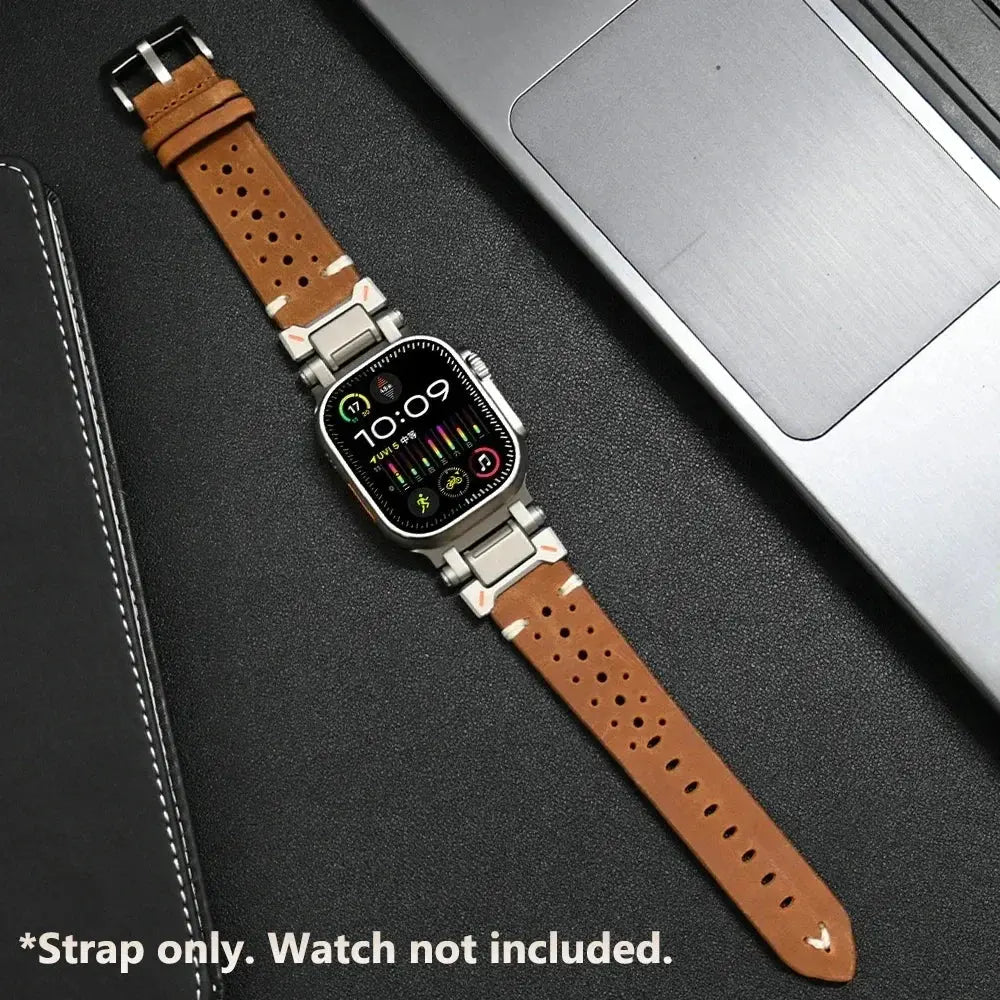 Premium Leather Band for Apple Watch Series 10 & Ultra 2 – Rugged Luxury Strap