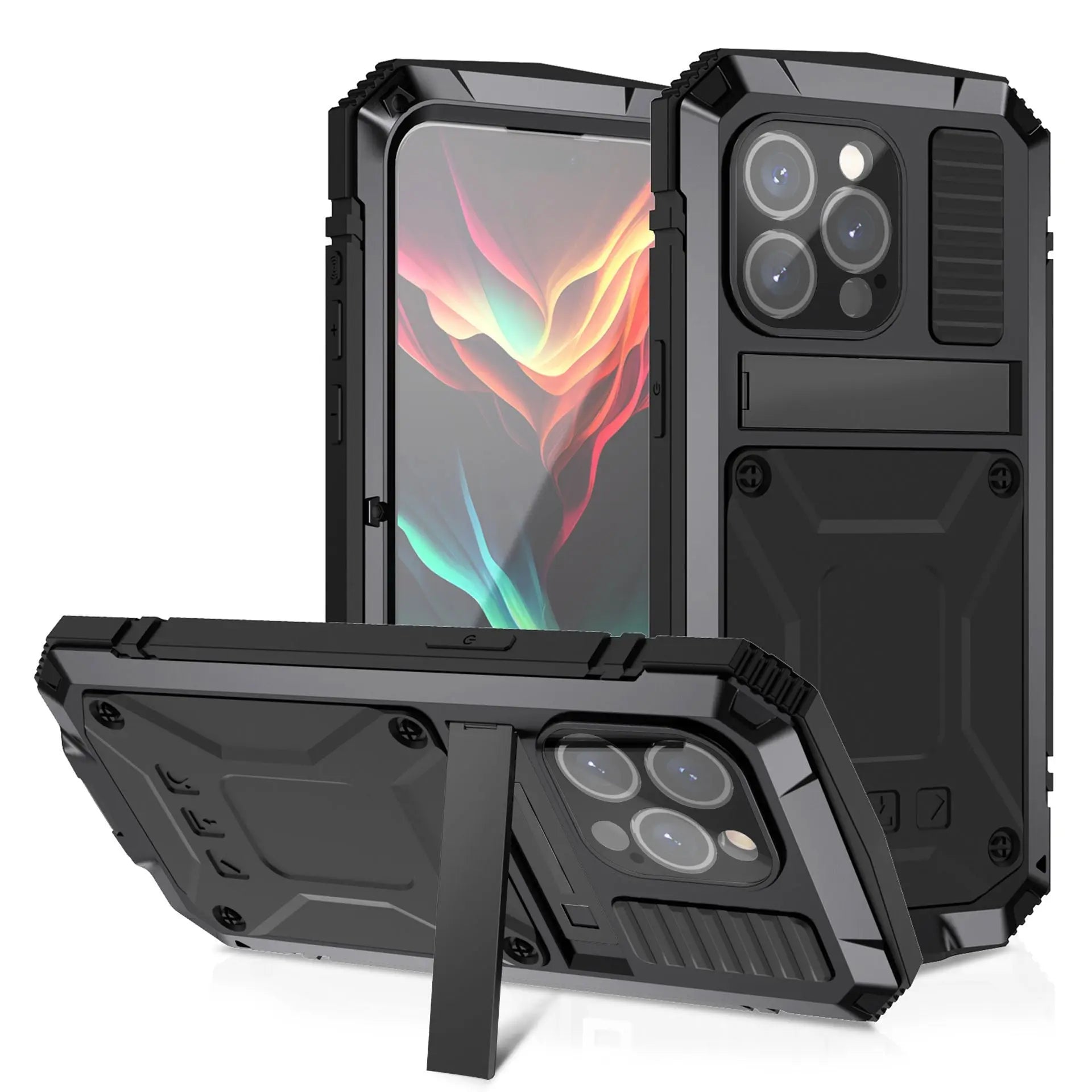 for iPhone 15 Pro Max iPhone 15 Plus Pro Case Full-Body Rugged Armor Shockproof Protective Kickstand Aluminum Metal Cover Pinnacle Luxuries