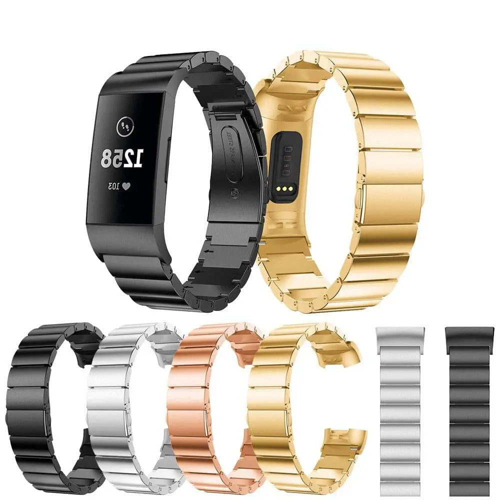 Fitbit Charge 3 & 4 Iconic Stainless Steel Watch Band - Pinnacle Luxuries